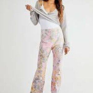 Free People Lefty High Rise Pants In Pastel Mult Sz M